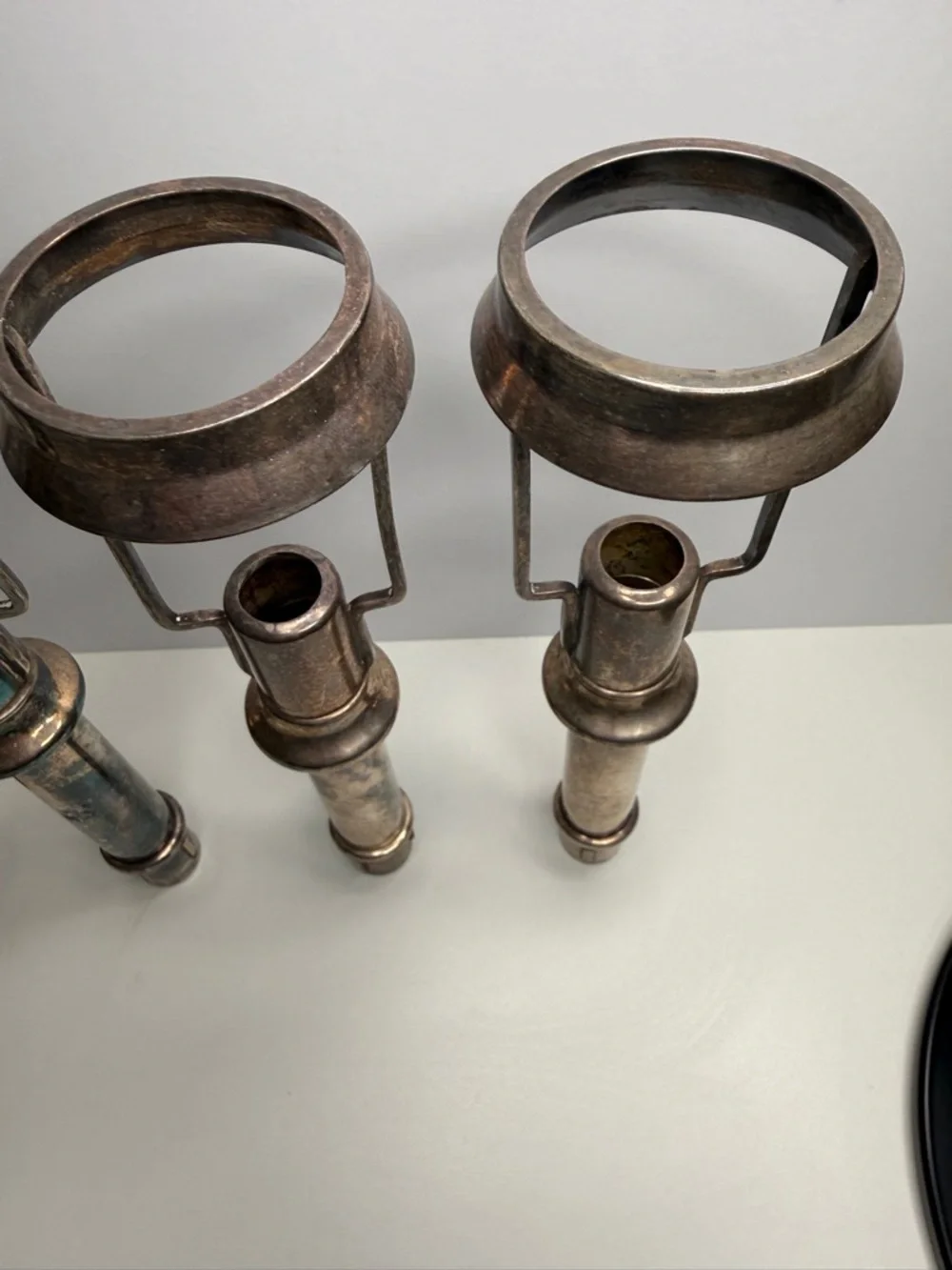 Antique silver plate Lamp Harps and Sockets Set of 4 - Tiffany style candle lamp